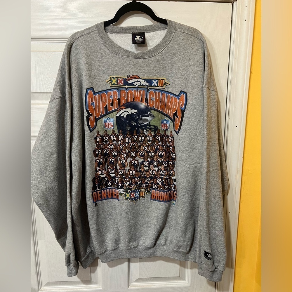 VINTAGE STARTER SUPER BOWL XXXII DENVER BRONCOS MADE IN USA SWEAT-SHIRT